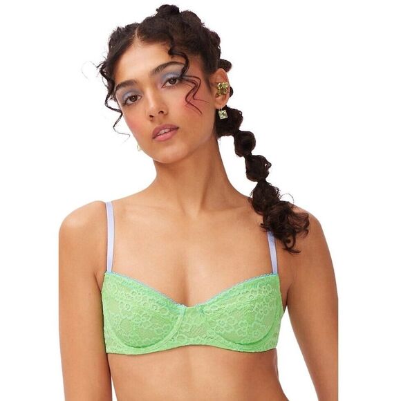Parade Lace Balconette Bra Large Green‎ Estilo PR118W Spring Bouquet New - Picture 1 of 6
